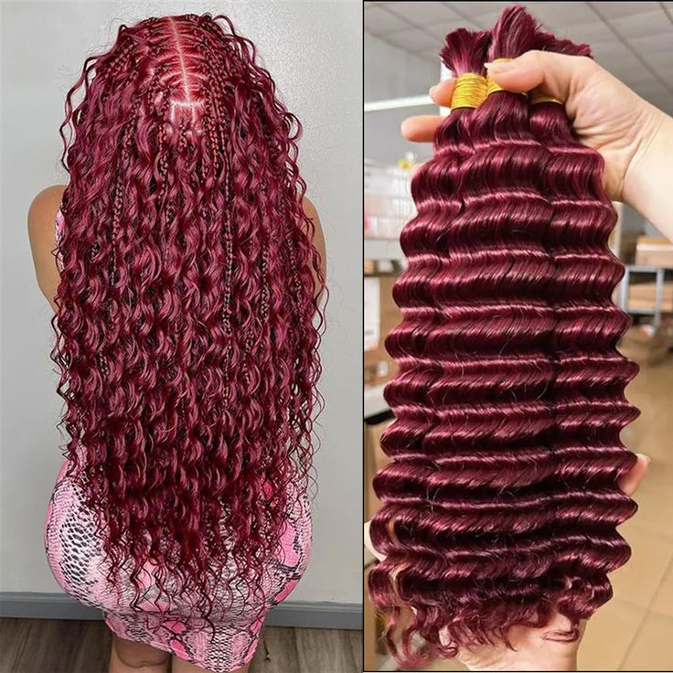 Gefily-Virgin Human Hair 100% Unprocessed Boho Braiding 99j Burgundy Weaving Curly Wave Hair 4 Bundles