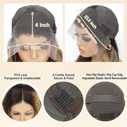 Gefily 10‘’ 13x4 4/27 Highlight Brown Blonde Straight Bob Wig – Transparent Lace, 100% Human Hair, Effortless Natural Look