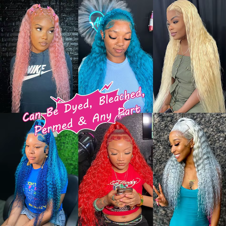 Gefily 16‘’-40‘’ 13x4/13x6 613 Blonde Lace Front Wig 613 Blonde Deep Wave & Water Wave Curly Wave-Invisible Lace, Soft & Restyle-Friendly