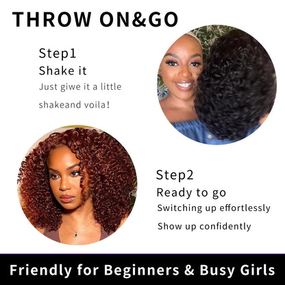 ⚡️|BigSale|Gefily 12” 5x5 Red Brown Curly Bob Guleless Wig