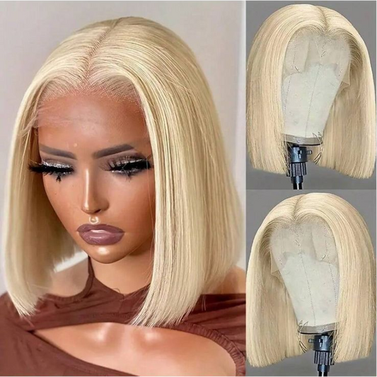 Gefily 12” 5x5 613 Blonde Silky Straight Bob Wig – 100% Human Hair, Effortless Chic Look