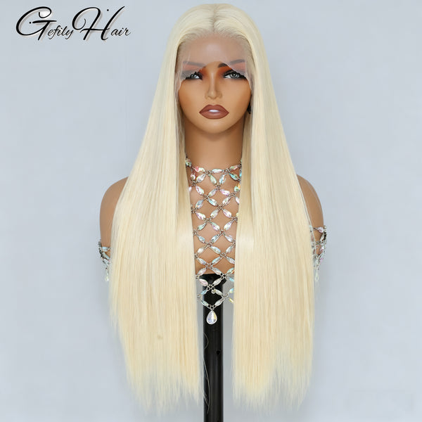 Gefily 20‘’-42‘’ 13x4/13x6 613 Blonde Straight Lace Front Wig – Ultra Invisible Lace, 100% Human Hair, Perfect for Daily Glam
