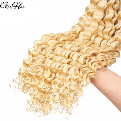 Gefily 16’’–26’’ Braiding Hair 613 Blonde  Deep Curly Wave Hair – 100% Virgin Human Hair, Soft & Full