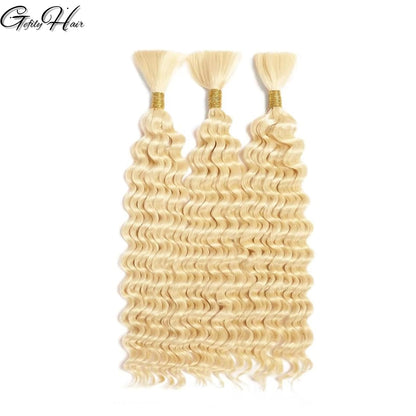 Gefily 16’’–26’’ Braiding Hair 613 Blonde  Deep Curly Wave Hair – 100% Virgin Human Hair, Soft & Full