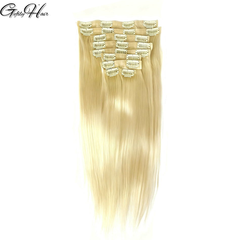 Gefily 16’’–24’’ 9PCS 120g 613 Blonde Straight Clip-In Human Hair Extensions – Perfect Base for Custom Color,Soft Glow, Easy Blend, Custom-Ready