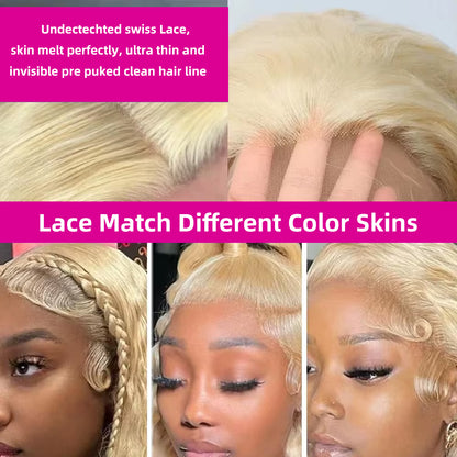 Gefily 16‘’-40‘’ 13x4/13x6 613 Blonde Lace Front Wig 613 Blonde Deep Wave & Water Wave Curly Wave-Invisible Lace, Soft & Restyle-Friendly