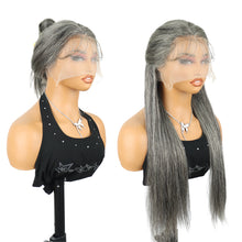Gefily 20’’–32’’ 13x4 Salt & Pepper Straight Lace Front Wig – Ultra Invisible Lace, 100% Human Hair, Natural Grey Blend for Sophisticated Beauty