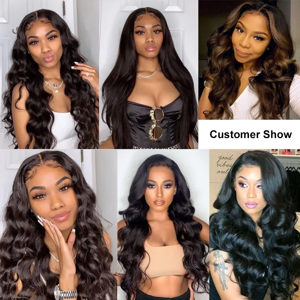 Gefily 16-34Inch Natural Black Body Wave Hair Bundles Virgin Brazilian Hair Weave 4 Bundles