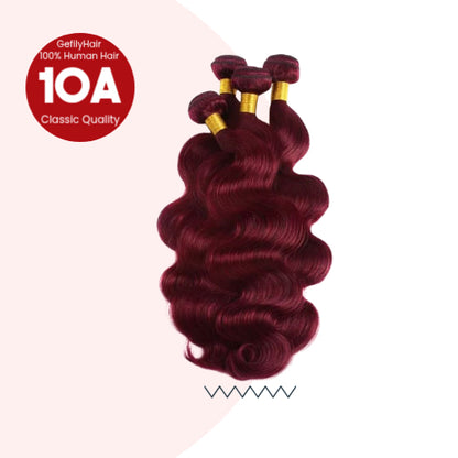 Gefily 16’’–30’’ 10A Classic #99J Burgundy Red Body Wave Bundles Brazilian Hair – 100% Virgin Brazilian Human Hair, Soft, Full & Silky
