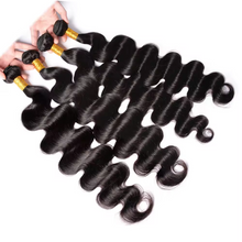 Gefily 16-34Inch Natural Black Body Wave Hair Bundles Virgin Brazilian Hair Weave 4 Bundles