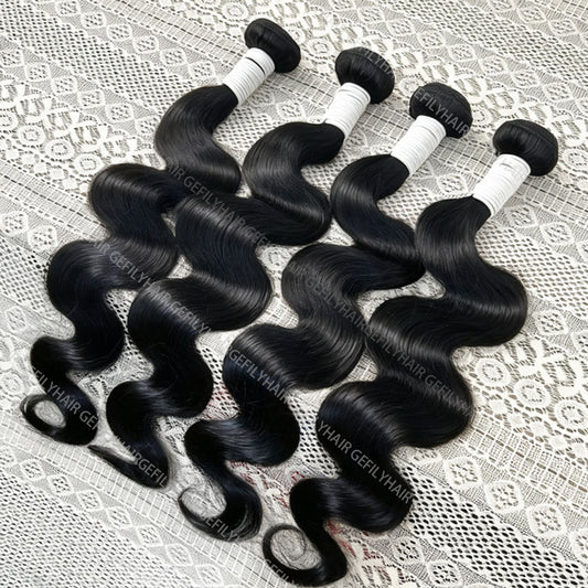 Gefily 12’’–34’’ Brazilian Bundles Natural Black Body Wave Hair – 100% Virgin Brazilian Hair