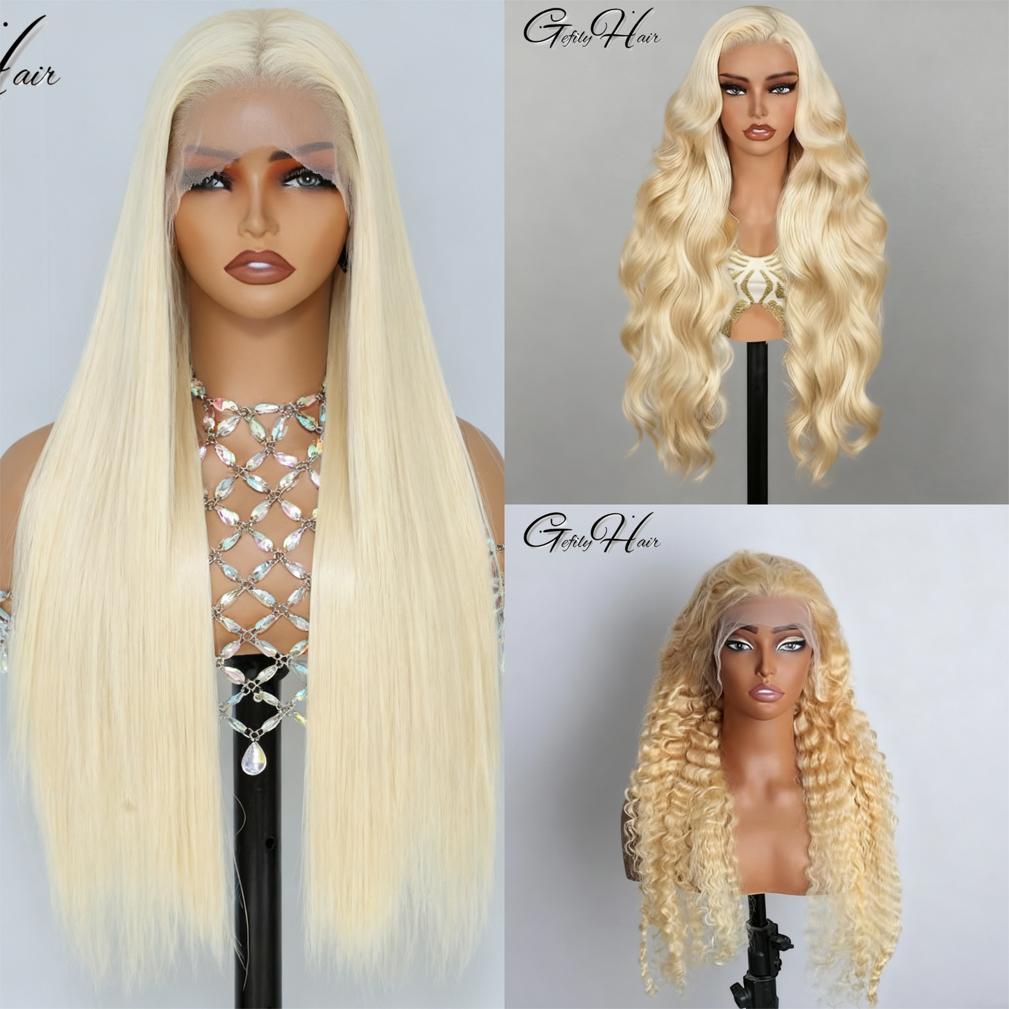 Gefily 20‘’-42‘’ 13x6 613 Blonde HD Lace Ftont Wig-100% Human Hair Straight/Body Wave/Curly Wave