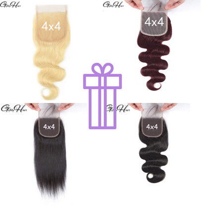 Gefily 4x4 Lace Body Wave Closure Add Matching Closure Instantly  with Bundles – Free Part, 100% Virgin Human Hair