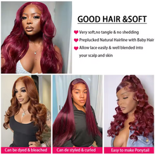 Gefily 16-30Inch Color 99J Burgundy Body Hair BundlesWave 4 Bundles