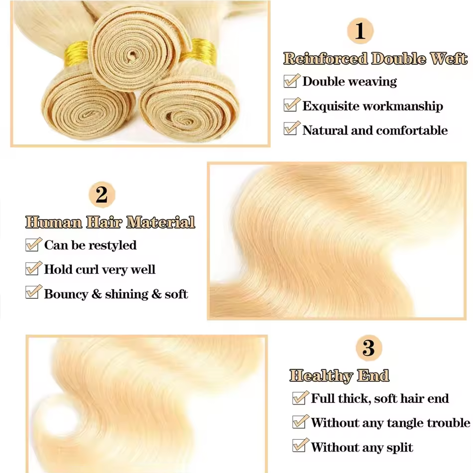 Gefily 16-30Inch Color 613 Body Hair BundlesWave 4 Bundles