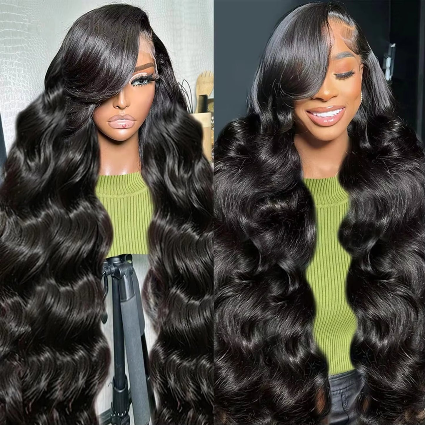Gefily 16’’–36’’ 13x6 Natural Black Body Wave Lace Front Wig – Silky Waves, Full Body, Everyday