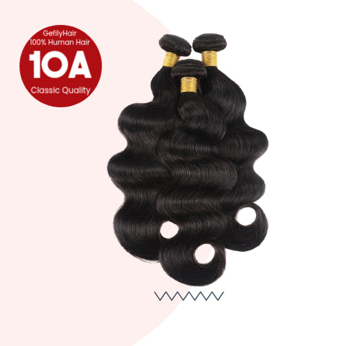 Gefily 16’’–30’’ 10A Classic Natural Black Body Wave Bundles Brazilian Hair – 100% Virgin Brazilian Human Hair, Soft, Full & Silky