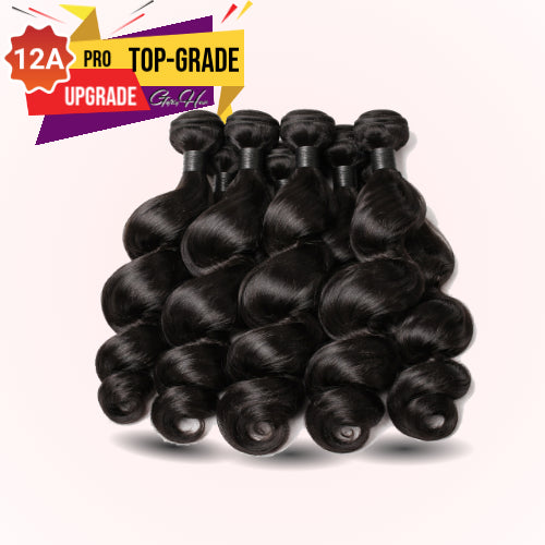 Gefily 16’’–30’’ 12A Premium Bundles 1B Natural Black Loose WaveBrazilian Hair – 100% Virgin Brazilian Human Hair, Extra Soft, Thick & Silky