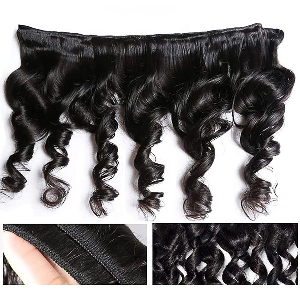 Gefily 16’’–30’’ 12A Premium Bundles 1B Natural Black Loose WaveBrazilian Hair – 100% Virgin Brazilian Human Hair, Extra Soft, Thick & Silky