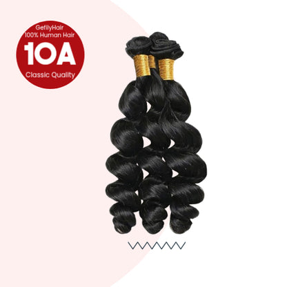 Gefily 16’’–30’’ 10A Classic Natural Black Loose Wave Bundles Brazilian Hair – 100% Virgin Brazilian Human Hair, Soft, Full & Silky