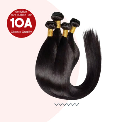 Gefily 16’’–30’’ 10A Classic Natural Black Straight Bundles Brazilian Hair – 100% Virgin Brazilian Human Hair, Soft, Full & Silky