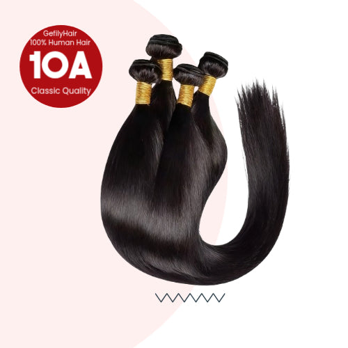 Gefily 16’’–30’’ 10A Classic Natural Black Straight Bundles Brazilian Hair – 100% Virgin Brazilian Human Hair, Soft, Full & Silky