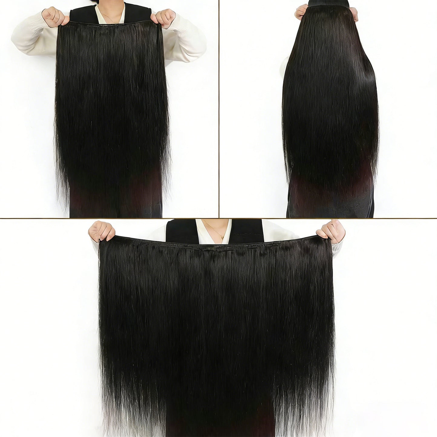 Gefily 16’’–30’’ Grade 12A Double Drawn Brazilian Straight Bundles – 1B Natural Black, 100% Virgin Brazilian Human Hair