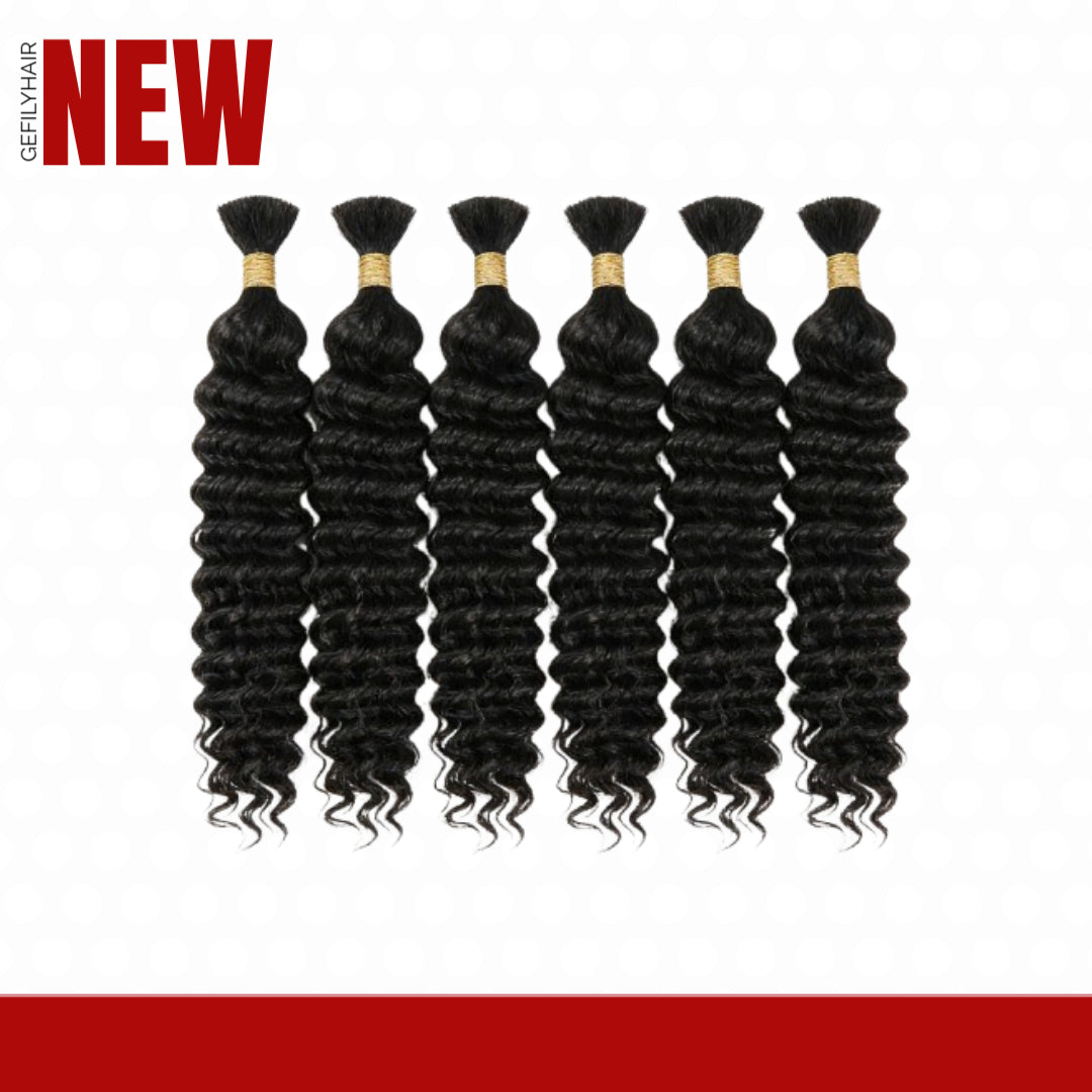 Gefily 18’’–22’’ Braiding Hair For Boho Braids Natural Black Deep Curly Wave Hair Extensions  –Smooth Flow, True to Length, Natural Black Beauty