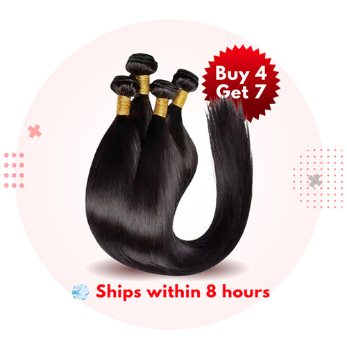 Gefily 18’’–34’’ Bundles Natural Black Straight Brazilian Hair – 100% Virgin Brazilian Human Hair, Soft, Full & Silky