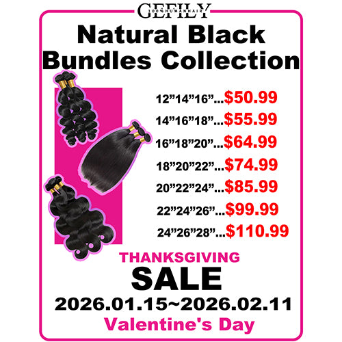 Gefily 12’’–28’’ Brazilian Bundles – Natural Black Hair Collection (Straight / Body Wave / Loose Wave) – 100% Virgin Brazilian Hair