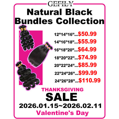 Gefily 12’’–28’’ Brazilian Bundles – Natural Black Hair Collection (Straight / Body Wave / Loose Wave) – 100% Virgin Brazilian Hair