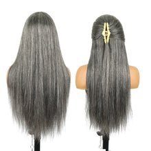 Gefily 20’’–32’’ 13x4 Salt & Pepper Straight Lace Front Wig – Ultra Invisible Lace, 100% Human Hair, Natural Grey Blend for Sophisticated Beauty