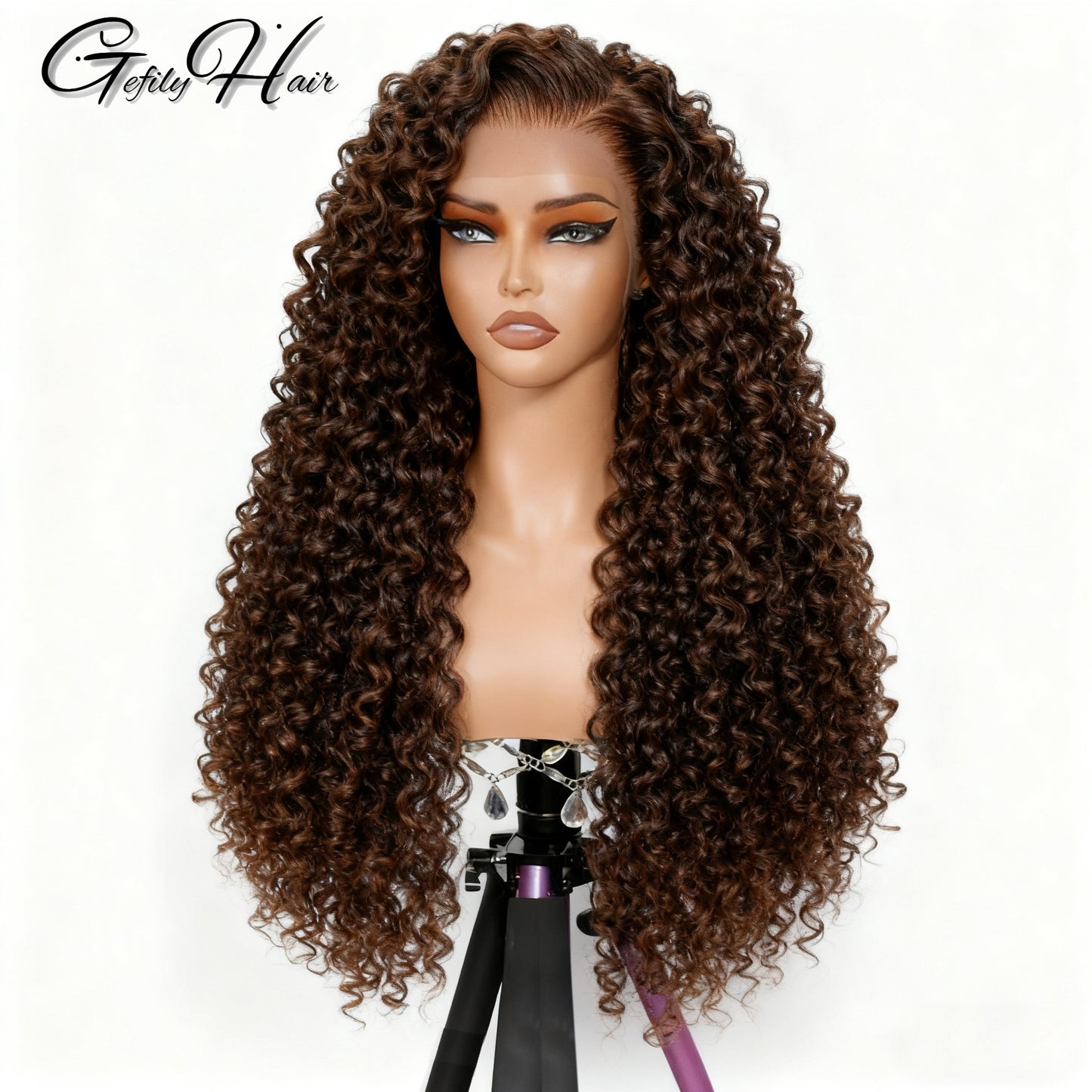 ⚡️|BigSale|Gefily 20’’-38’’ 13x4 Lace Front Wig Chocolate Brown Curly Wave Deep Wave