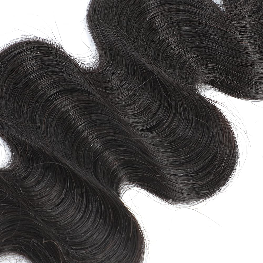 Gefily 16’’–30’’ 12A Premium Bundles 1B Natural Black Body WaveBrazilian Hair – 100% Virgin Brazilian Human Hair, Extra Soft, Thick & Silky