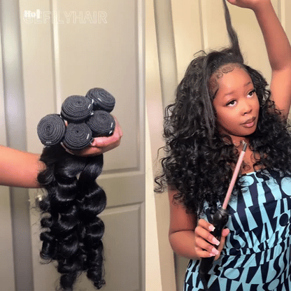 Gefily 18’’–34’’ Bundles  Natural Black Loose Wave Hair –100% Virgin Brazilian Human Hair, Premium Quality, Full Density, Minimal Shedding & Long Lifespan