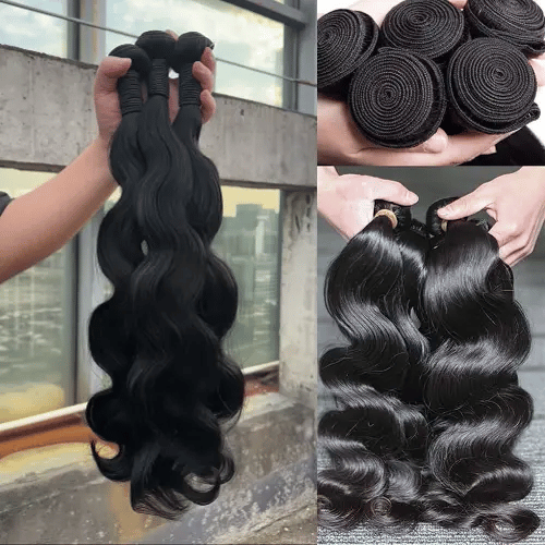 Gefily 18’’–34’’ Bundles Natural Black Body Wave Hair –Full & Silky Body Wave, Tangle-Free & Dyeable