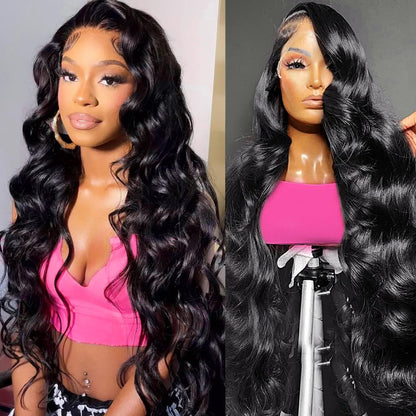 Gefily 20’’–40’’ 13x6 Natural Black Body Wave Lace Front Wig – Silky Waves, Full Body, Everyday