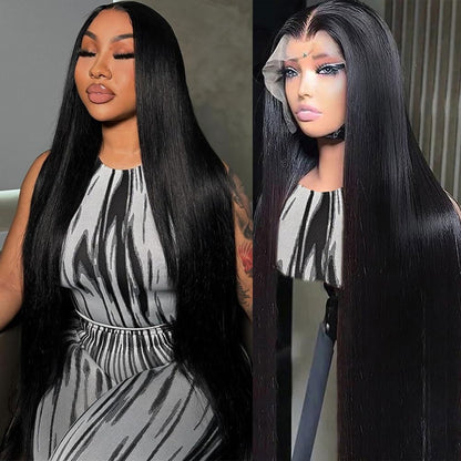 Gefily 20”-40” 13x6 Lace Natural Black Long Straight Wig – Sleek Long Style, Elegant and Timeless