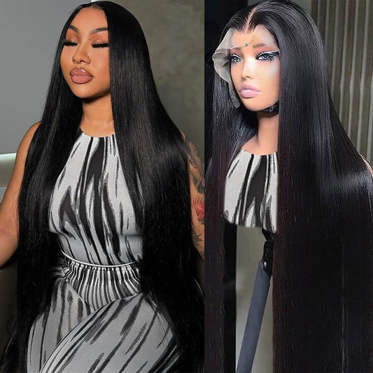 Gefily 20”-40” 13x6 Lace Natural Black Long Straight Wig – Sleek Long Style, Elegant and Timeless