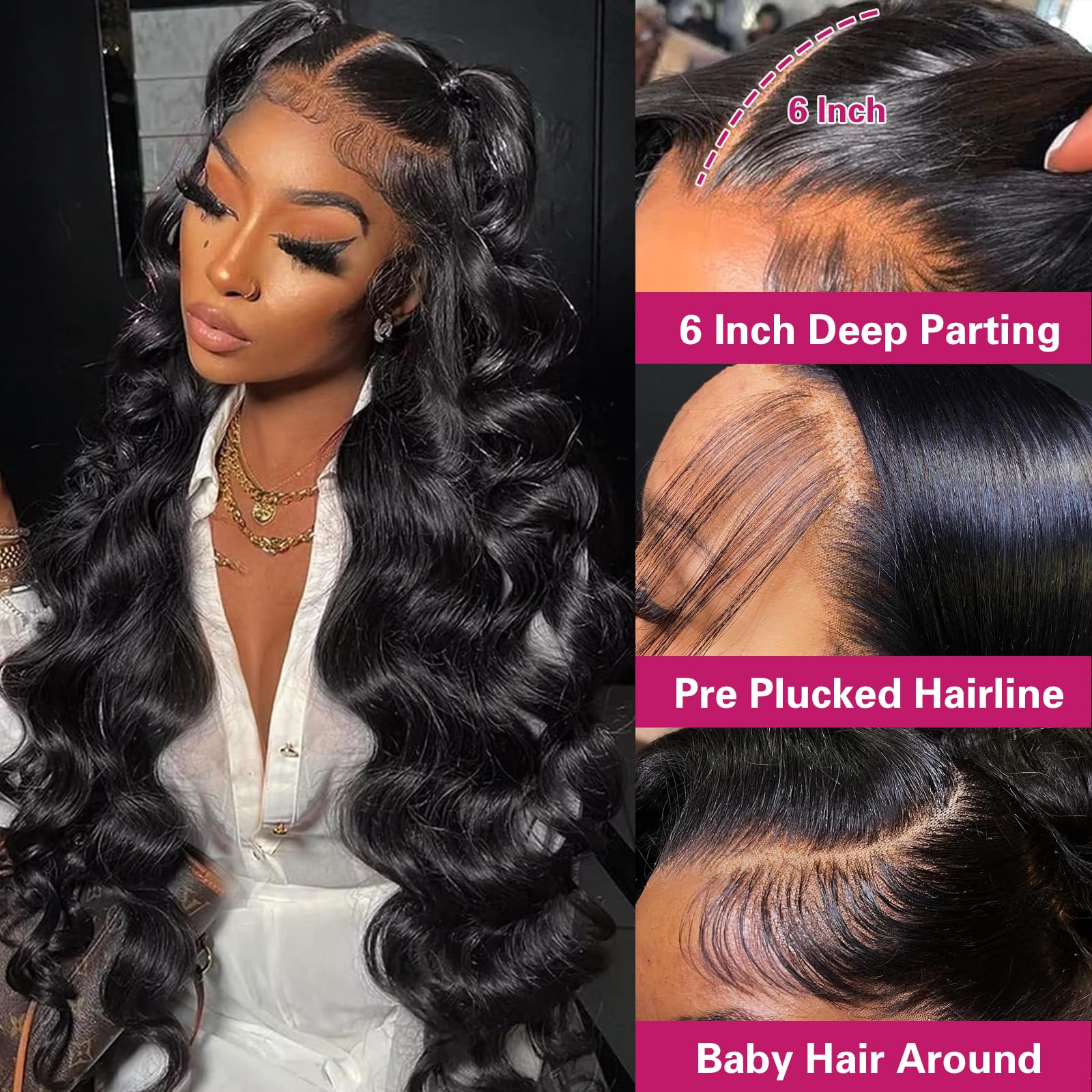 30 40 Inch Body Wave Wigs Human Hair 13x6 Transparent Lace Front Human Hair Wigs 100% Brazilian Virgin Real Hair