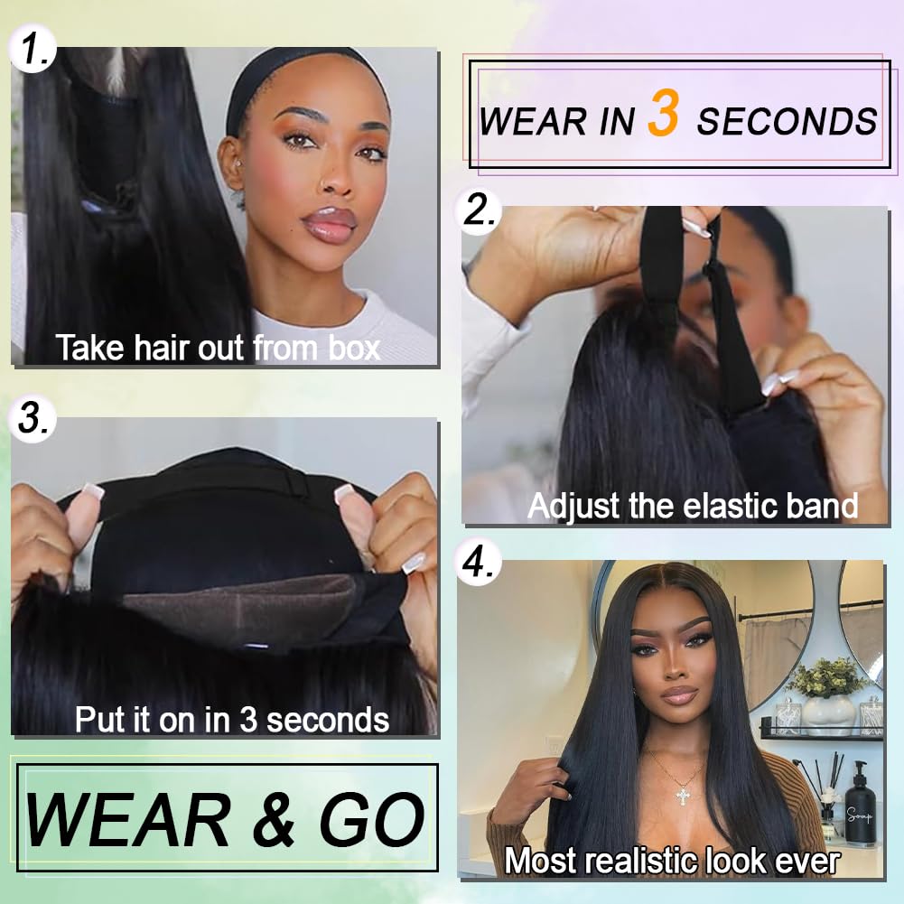 Gefily 18'' -42'' 7x6 Natural Black Body Wave Glueless Lace Front Wig – Lightweight & Breathable, Perfect Summer