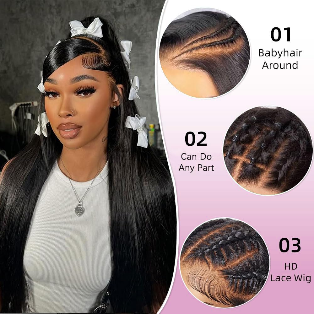 13x6 Straight Lace Front Wigs Human Hair 30 Inch Bone Straight Human Hair Wig For Women Human Hair