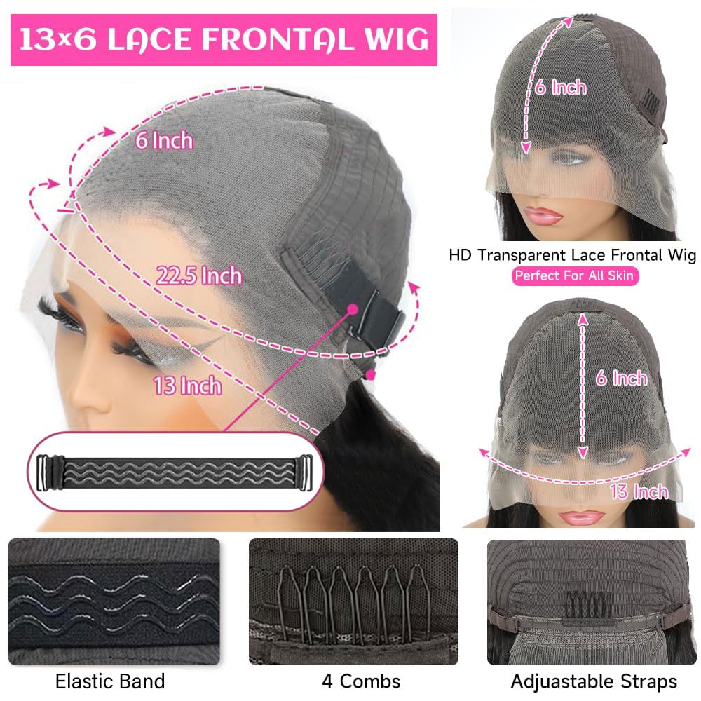 13x6 Straight Lace Front Wigs Human Hair 30 Inch Bone Straight Human Hair Wig For Women Human Hair