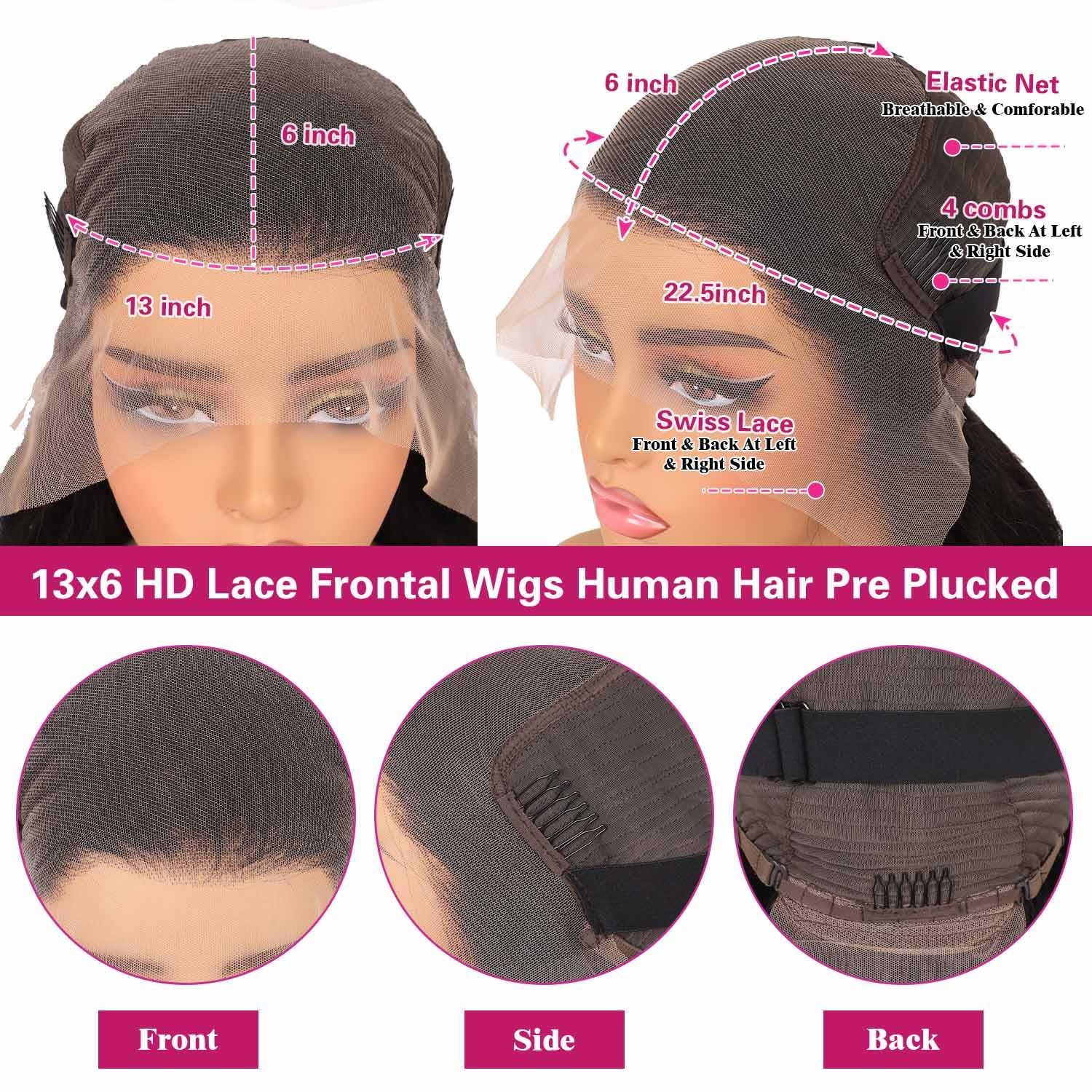 30 40 Inch Body Wave Wigs Human Hair 13x6 Transparent Lace Front Human Hair Wigs 100% Brazilian Virgin Real Hair