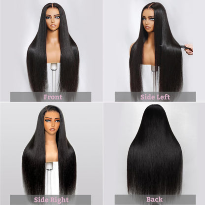 Gefily 18'' -42'' 7x6 Natural Black Straight Hair Glueless Lace Front Wig – Travel-Ready & Low Maintenance