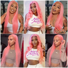 Gefily 20’’–36’’ 13x4 Lace Front Wig Pink Straight – Ultra Invisible Lace, 100% Human Hair, Bold & Playful Barbie Vibes