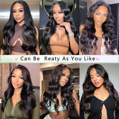 Gefily 18'' -42'' 7x6 Natural Black Body Wave Glueless Lace Front Wig – Lightweight & Breathable, Perfect Summer