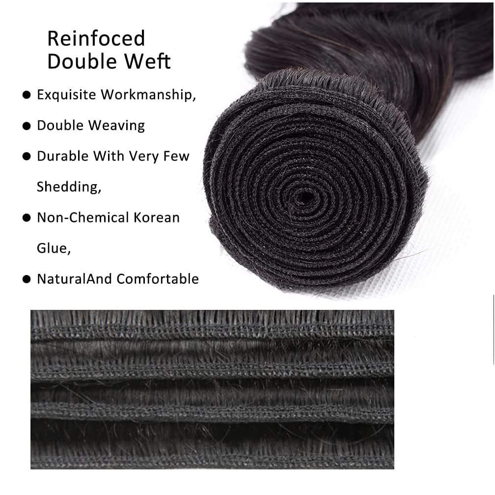 Gefily 18’’–34’’ Bundles  Natural Black Loose Wave Hair –100% Virgin Brazilian Human Hair, Premium Quality, Full Density, Minimal Shedding & Long Lifespan