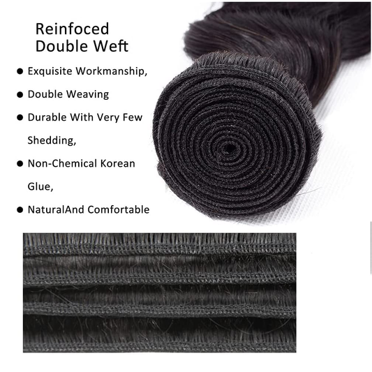 Gefily 18’’–34’’ Bundles  Natural Black Loose Wave Hair –100% Virgin Brazilian Human Hair, Premium Quality, Full Density, Minimal Shedding & Long Lifespan