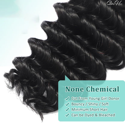 Gefily 16’’–26’’ Braiding Hair Natural Black Deep Curly Wave Hair –Smooth Flow, True to Length, Natural Black Beauty